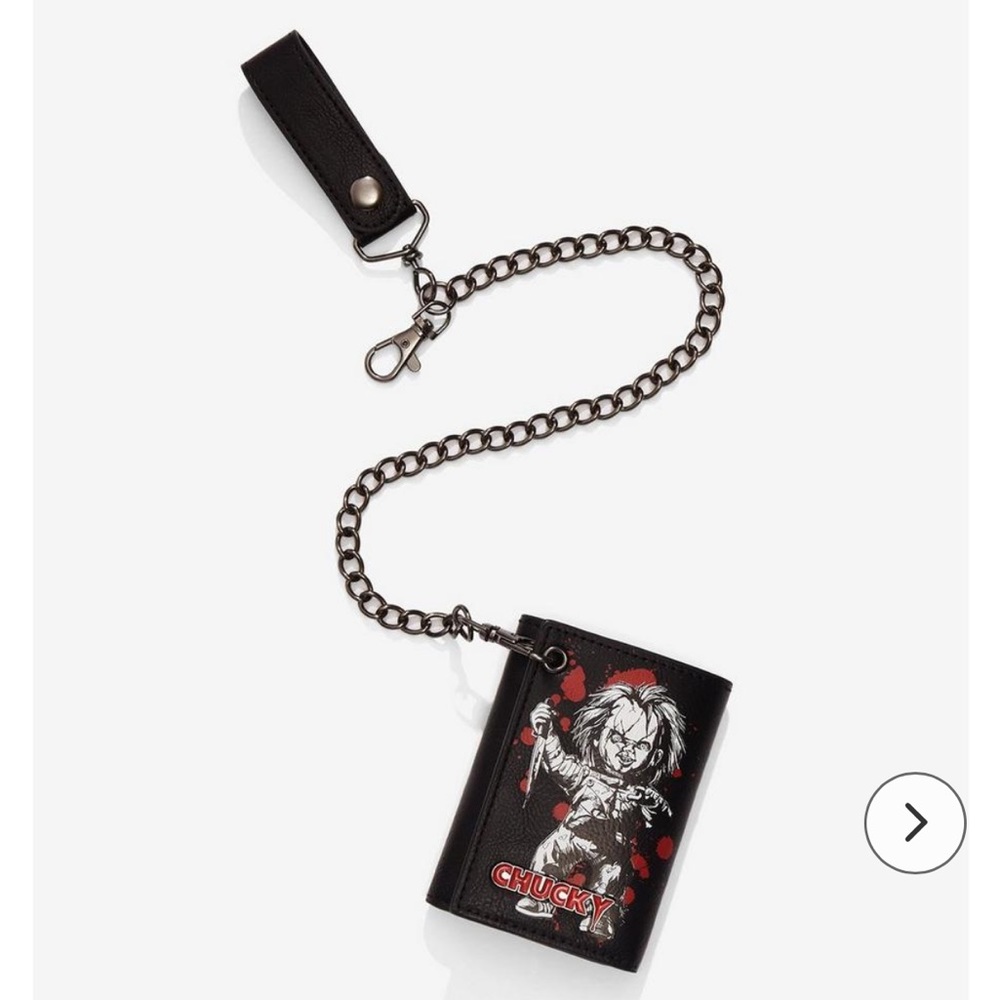 Child's Play Chucky Snitches Get Stitches Trifold Chain Wallet